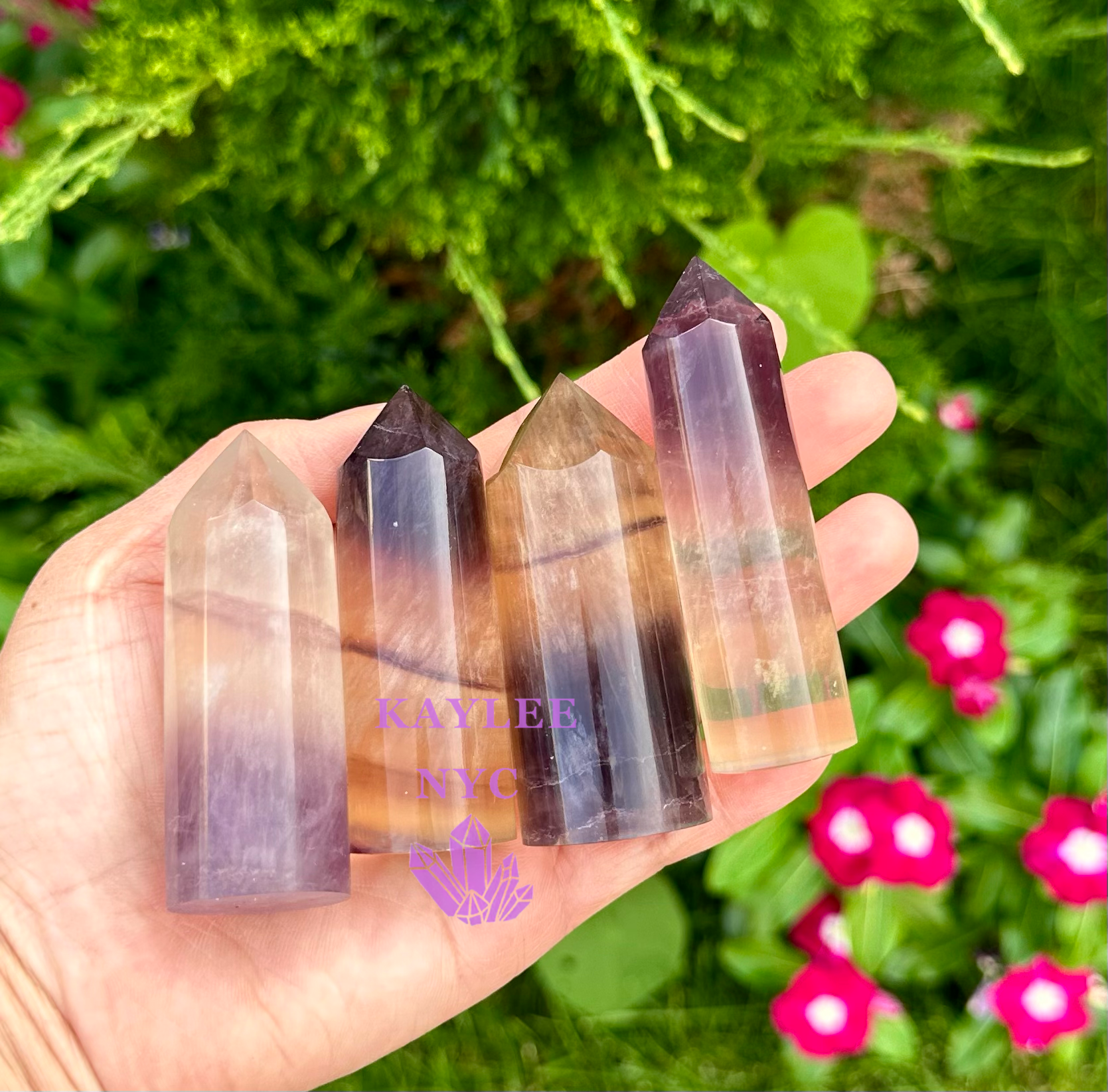 KayleeNYC - Wholesale Spiritual Stone/Crystal - 2 Lbs Natural Fluorite Cylinders Tower4