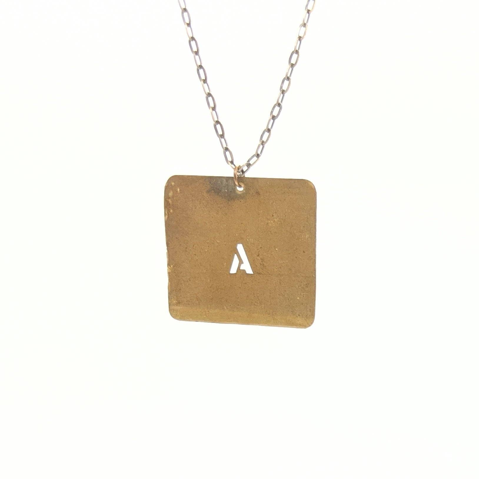 Amy Pfaffman Jewelry - Wholesale Pendant/Charm Necklace - Vintage brass number and letter stencil necklace0