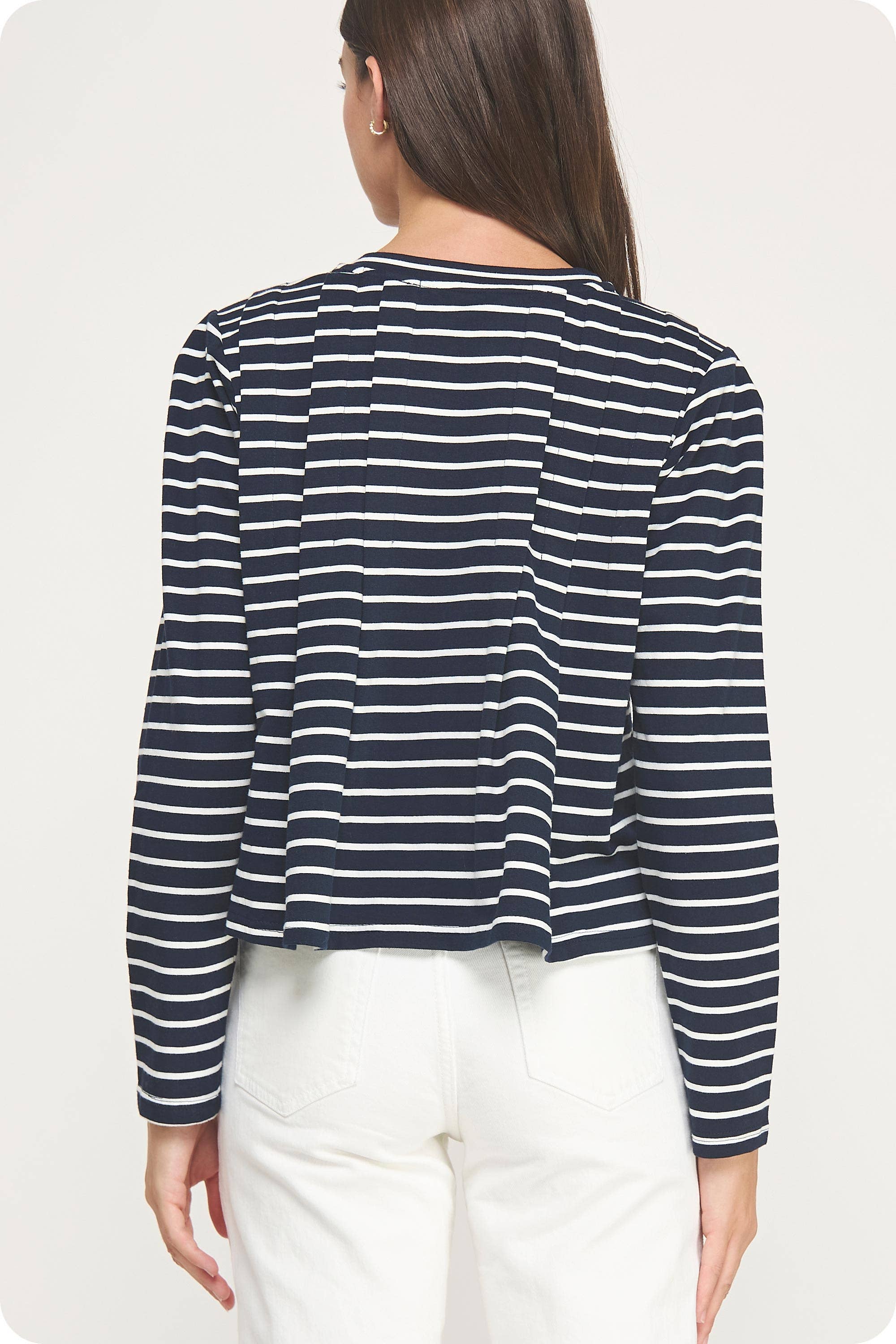 Strut & Bolt - Wholesale Blouse - Women's - Striped Shoulder Pad Knit Tee Top17