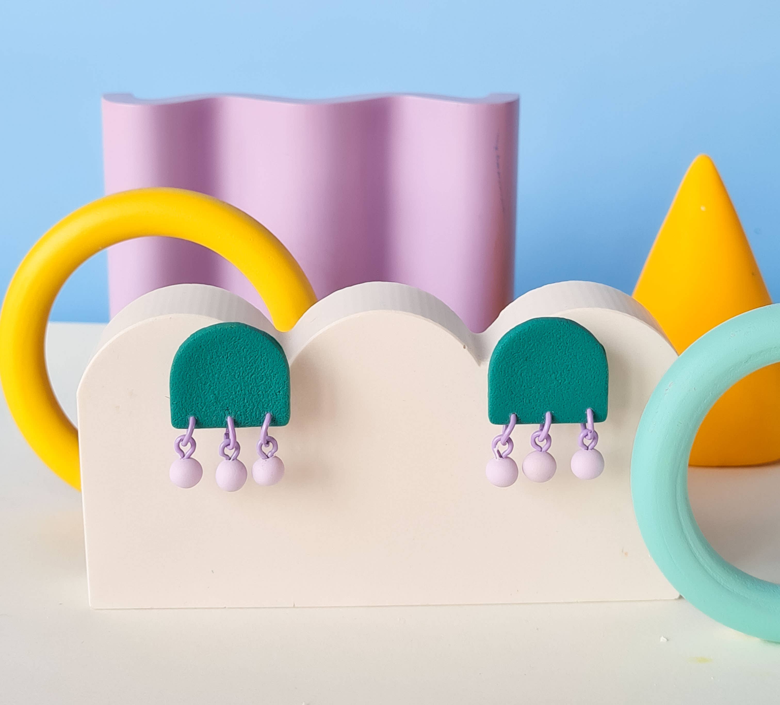 Mono - Wholesale Dangle Earrings - colorful patterned handmade clay earrings in 19 varieties10