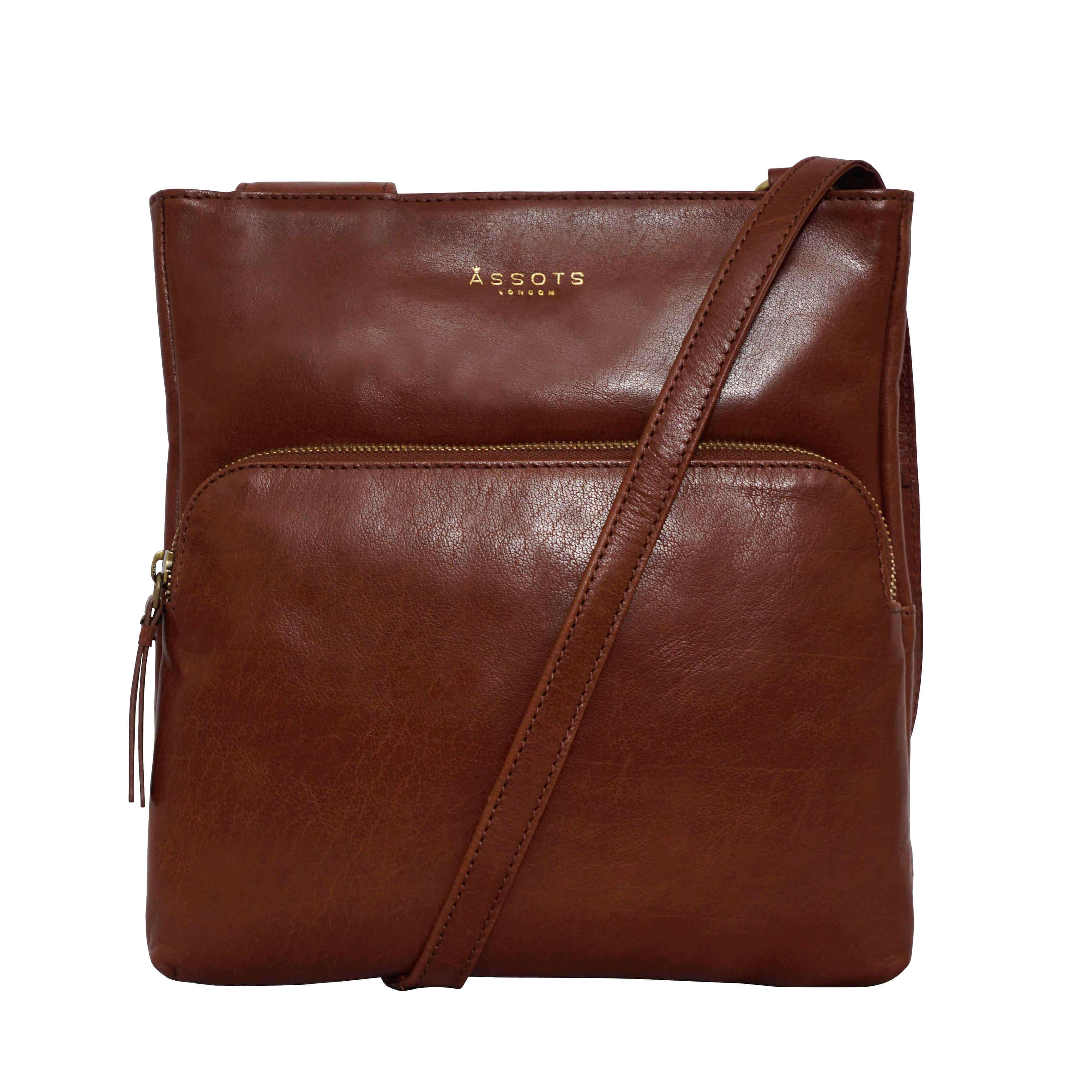 Assots London - Wholesale Crossbody Bag - Women's - 'CANARY' Brown Vintage Leather Crossbody bag5