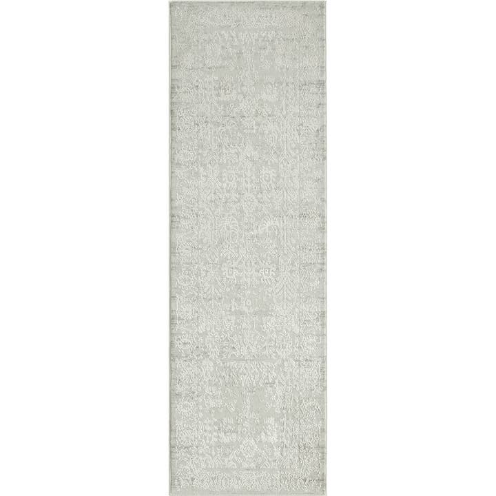 Ivory Gray Distressed Hi-Low Traditional Botanical Area Rug for wholesale on Faire