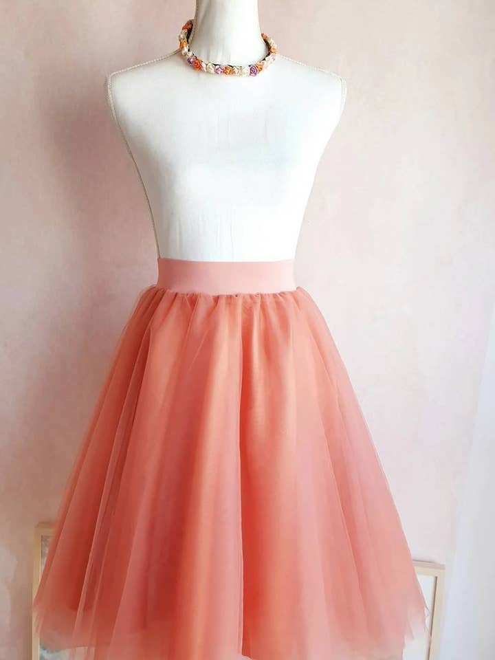 Dumpi Boutique - Wholesale Skirt - Women's - Dusty Coral Tutu Midi Skirt2