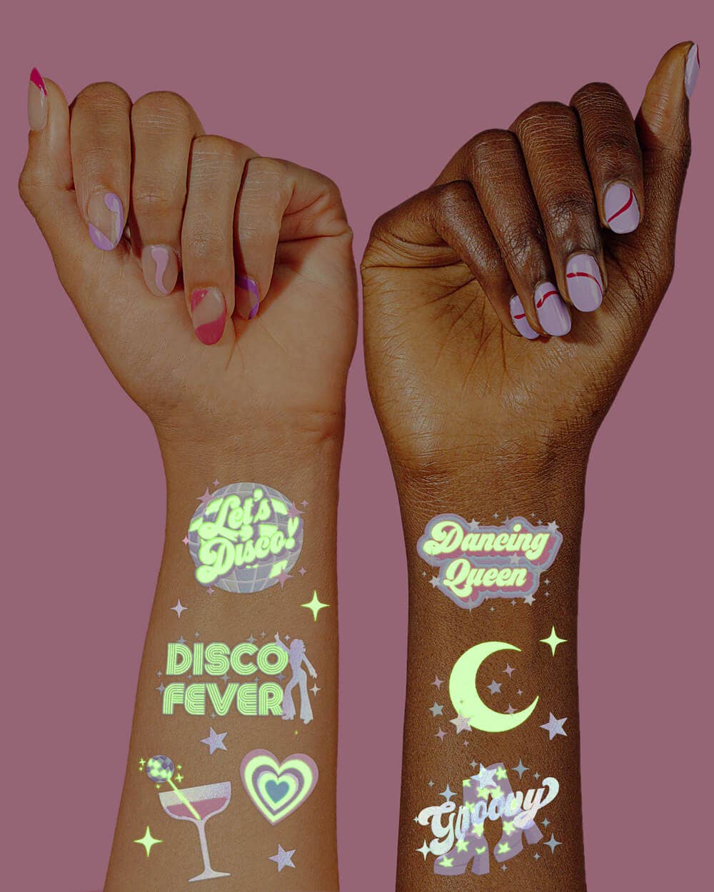 xo, Fetti - Wholesale Temporary Tattoo - Disco Glow in Dark Tattoos, Birthday0