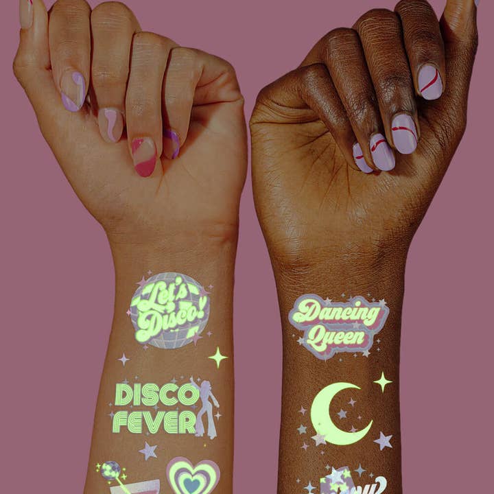 xo, Fetti - Wholesale Temporary Tattoo - Disco Glow in Dark Tattoos, Birthday