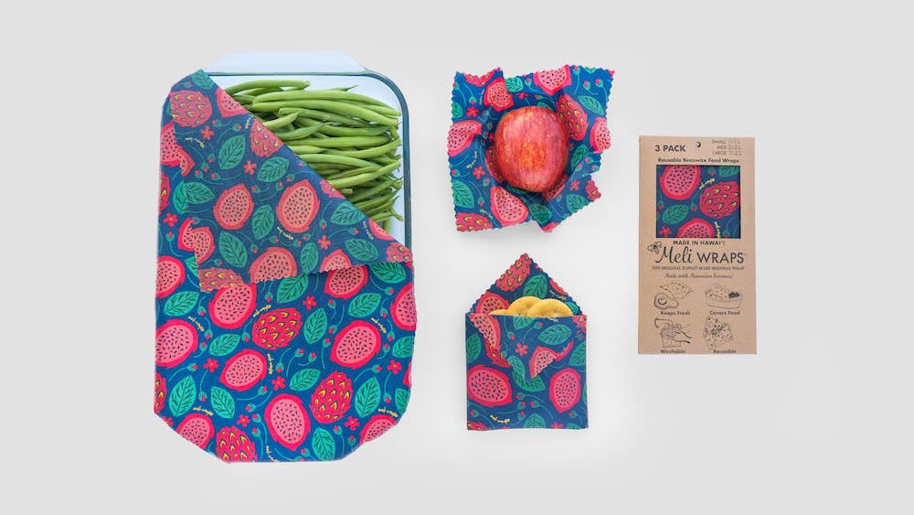 Pack of 3 Beeswax Wraps Dragonfruit Case of 10 for wholesale by Meli Wraps