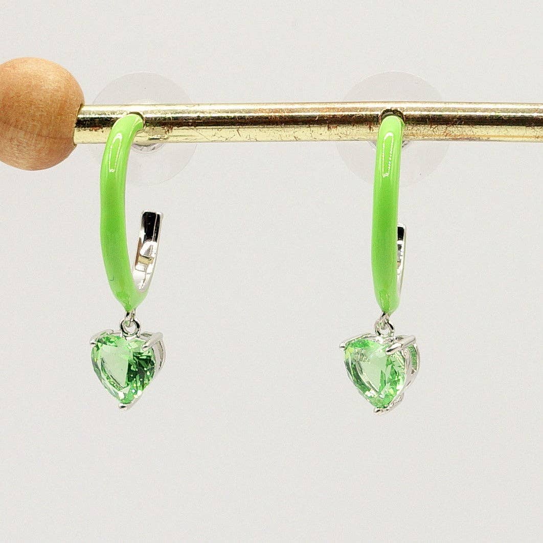 Daemon srls - Wholesale Hoop Earrings - CHERIE FLUO - HOOPS - PAIO orecchini a cerchio smaltati con cubic zirconia a forma di cuore18