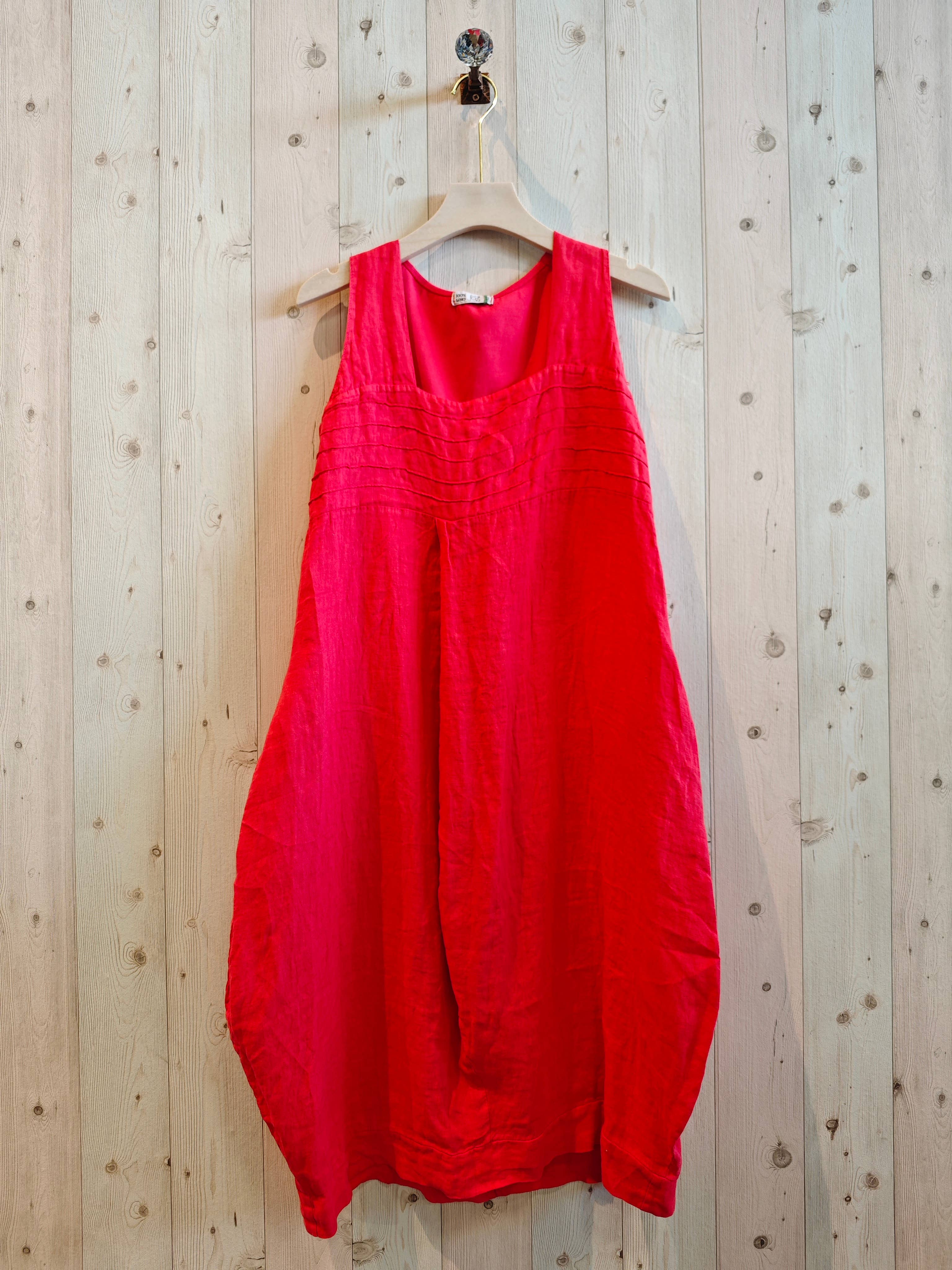 Linen & More – Großhandel Kleid – Damen – REF 24098 Ballonkleid aus 100 % Leinen mit breiten Trägern1