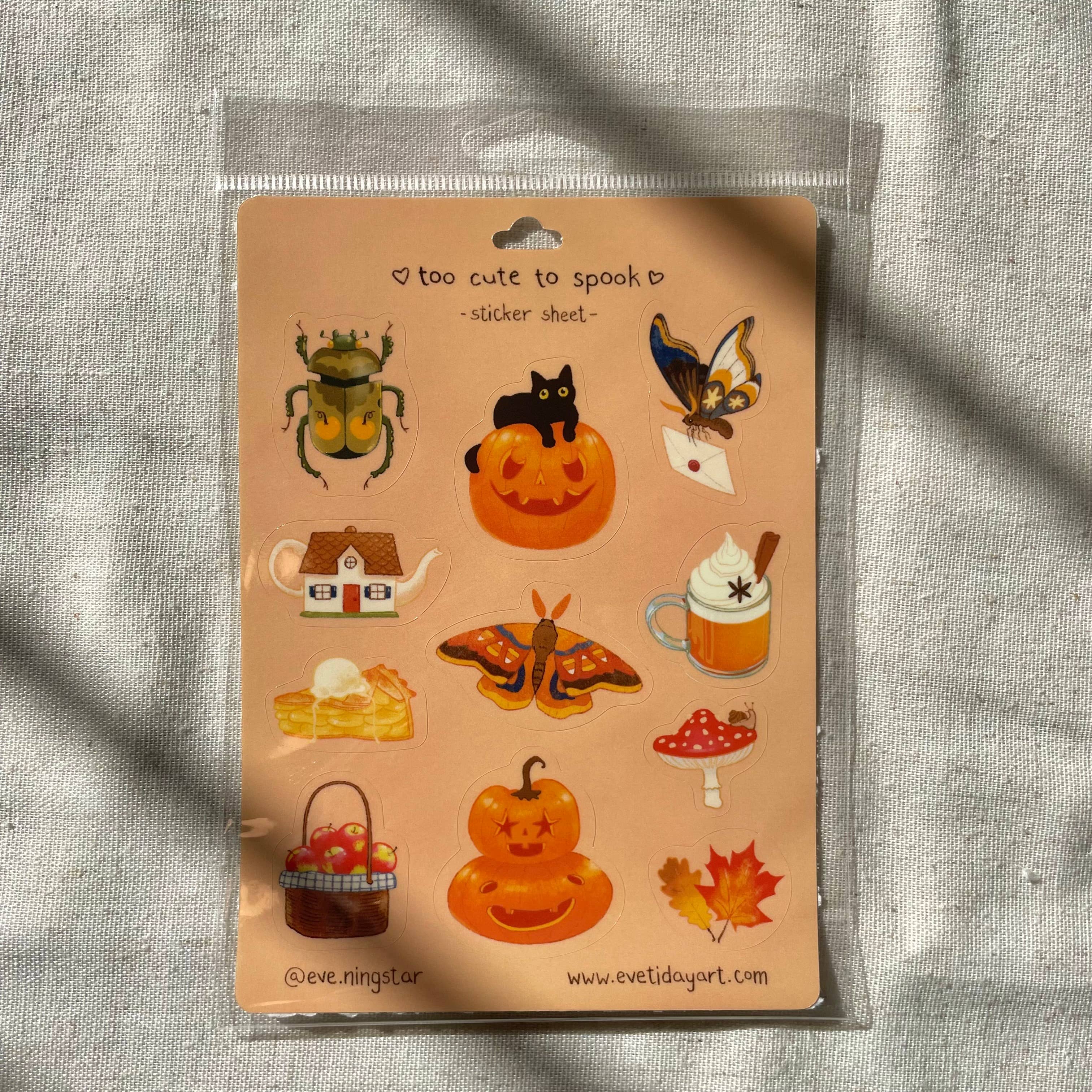Tiday Art - Wholesale Sticker - Fall and Halloween Vinyl Sticker Sheet - 5x7” Size3