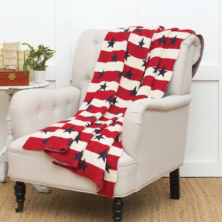 C&F Home - Wholesale Throw Blanket - Patriotic Stars & Stripes 4th Of July Knitted Throw Blanket0