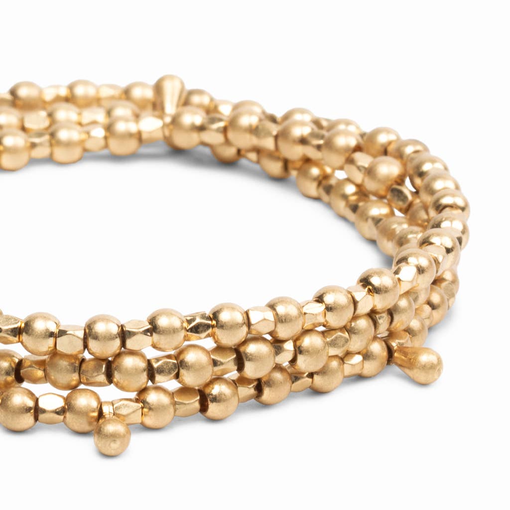 Scout Curated Wears - Wholesale Beaded Bracelet - Metal Wrap - Classic/Teardrop/Gold1