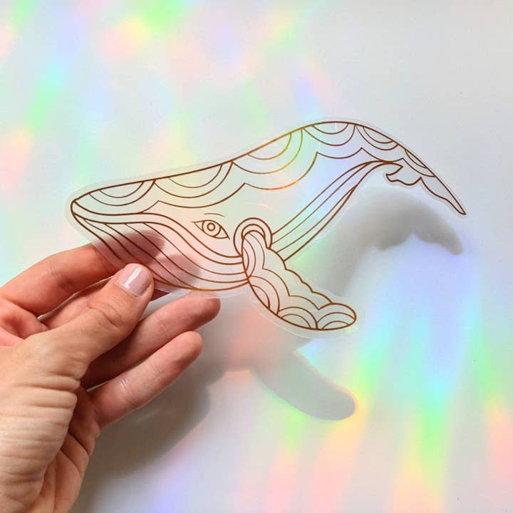 Prismatic Kitty - Wholesale Suncatcher - Whale Suncatcher Sticker | Window Cling | Coastal Decor