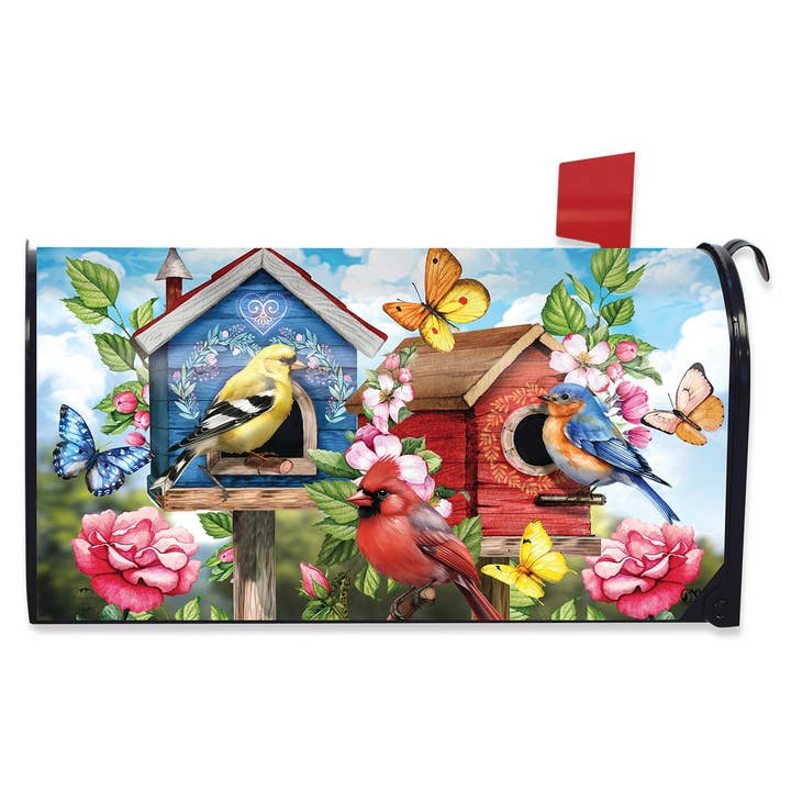 Floral Birdhouses Mailbox Cover for wholesale by Briarwood Lane
