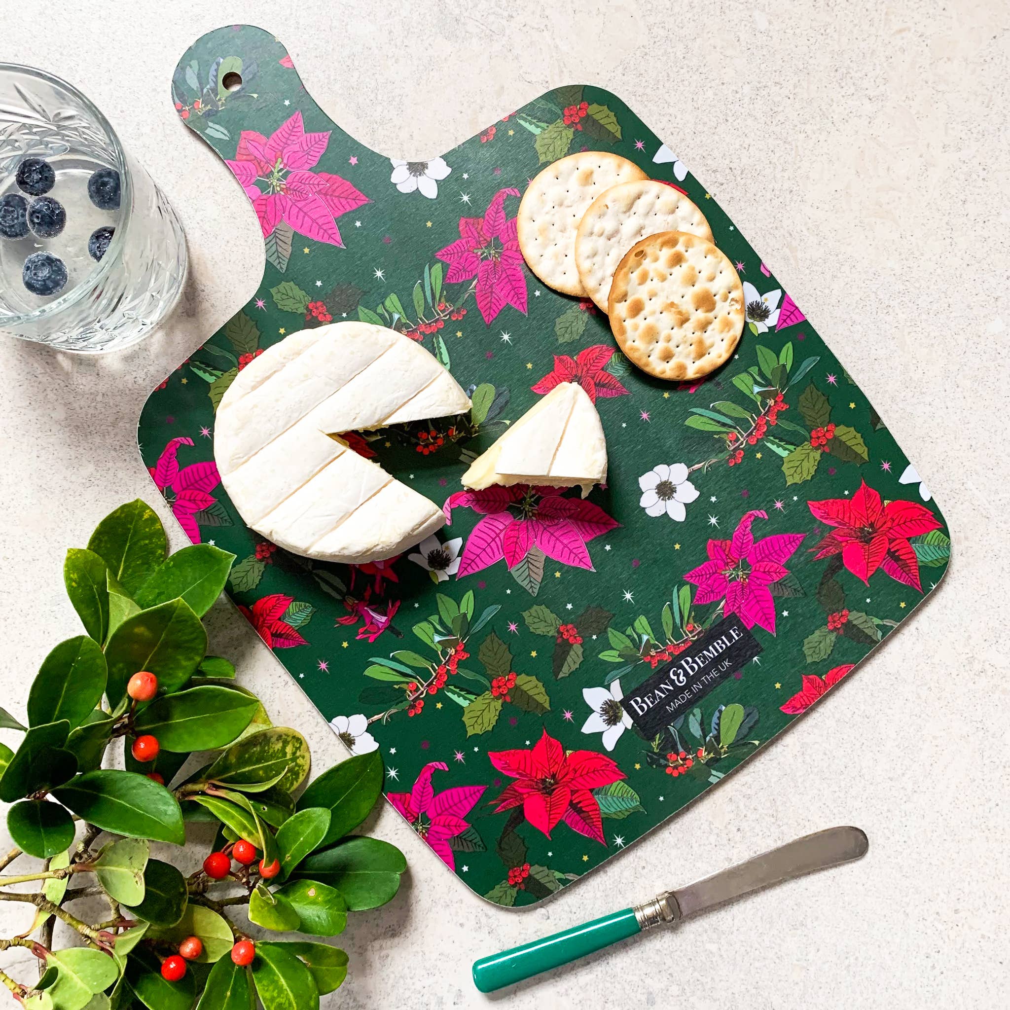 Bean and Bemble – wholesale Cheese board – Cheese Board Double Sided Large Melamine Festive Christmas Poinsettia4