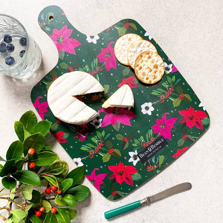 Bean and Bemble – wholesale Cheese board – Cheese Board Double Sided Large Melamine Festive Christmas Poinsettia4