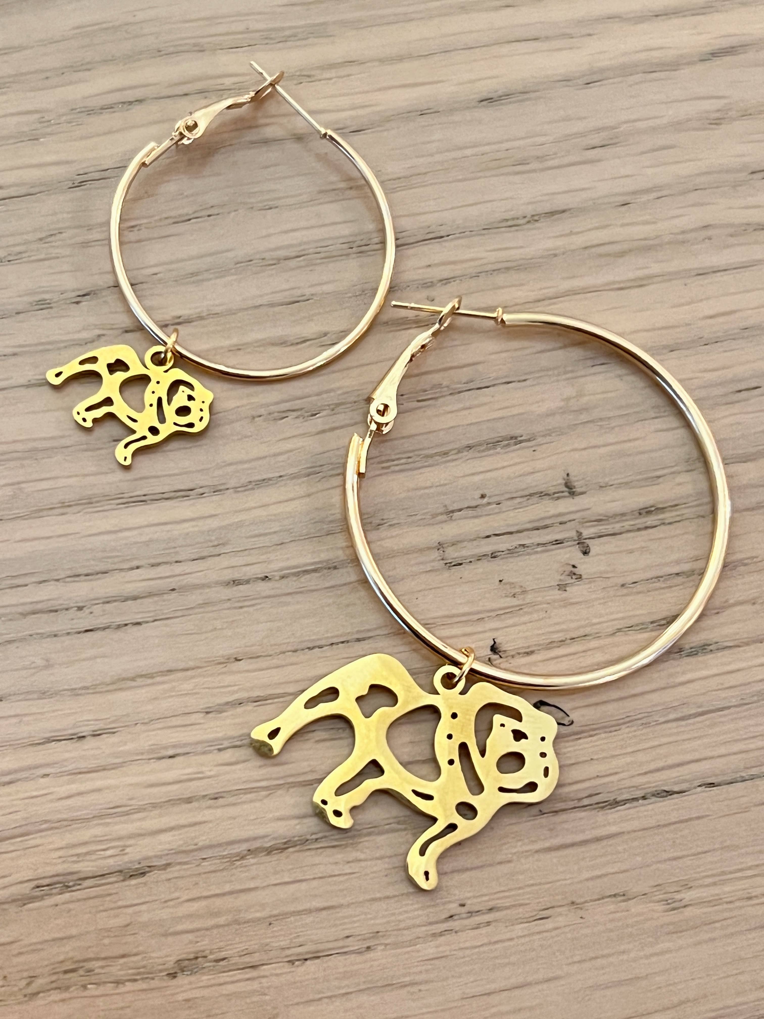Steele Sloan Designs - Wholesale Dangle Earrings - Bulldog Hoop Earrings - Small 1 inch Hoops Bulldog GameDay1