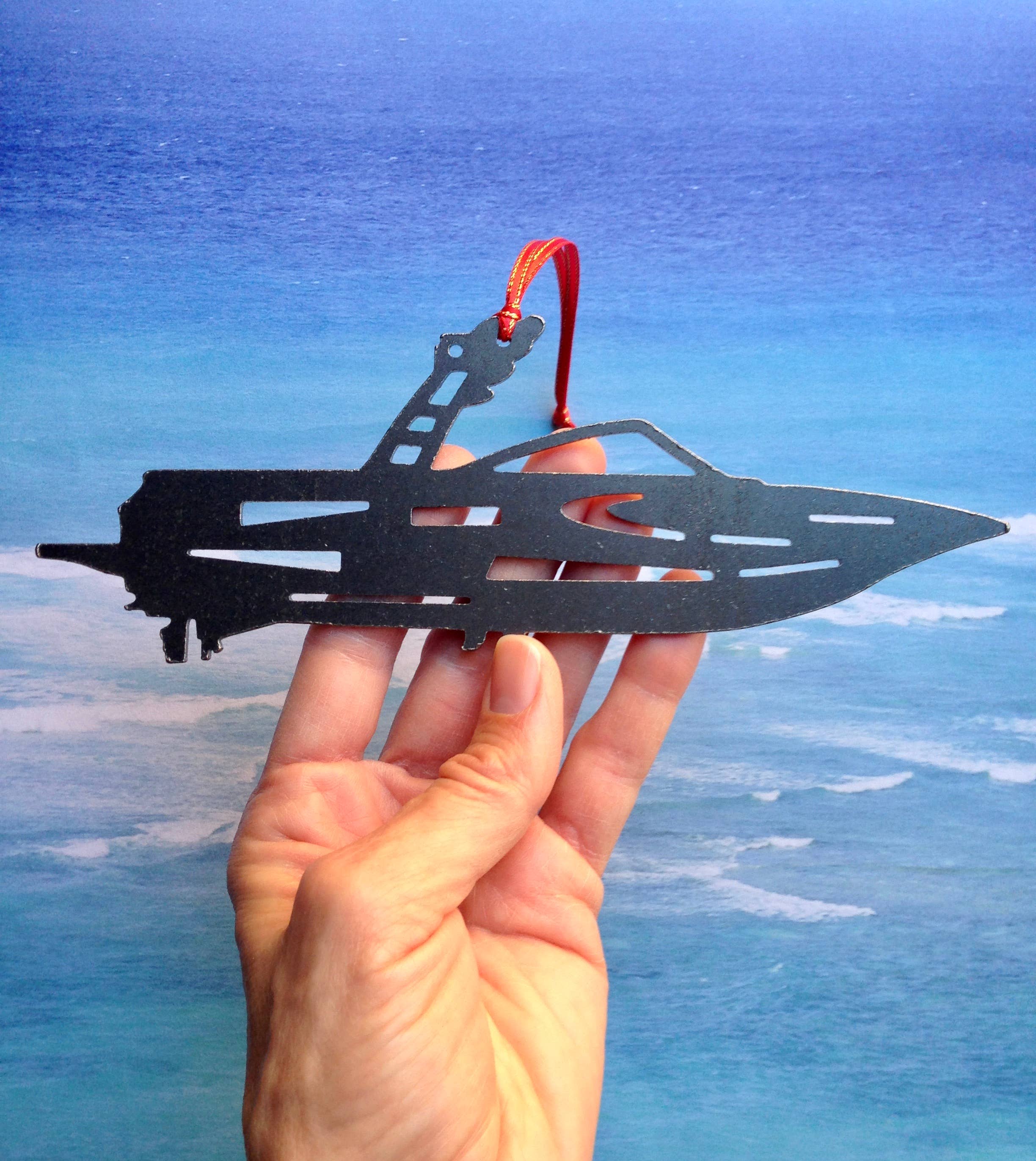 Burke Metal Work - Wholesale Ornament - Ski Boat Ornament0