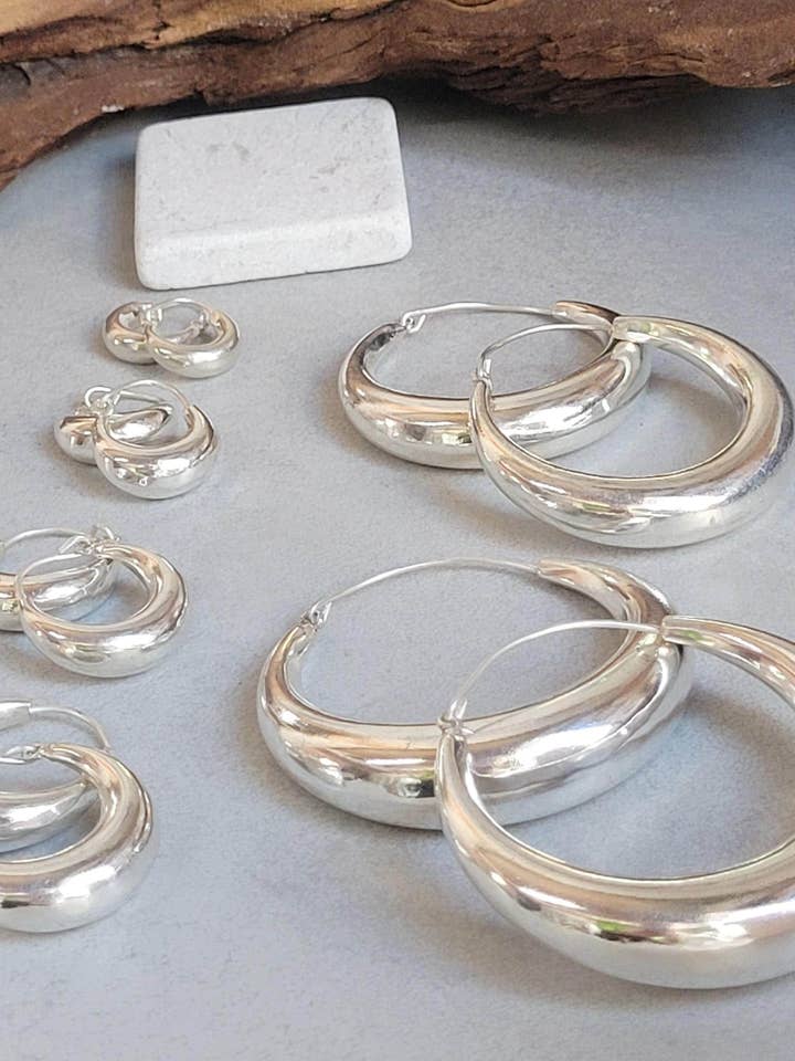 Pendientes de Aro Gruesos Clásicos Plateados con Envío Gratis para venta al por mayor de Laboheme