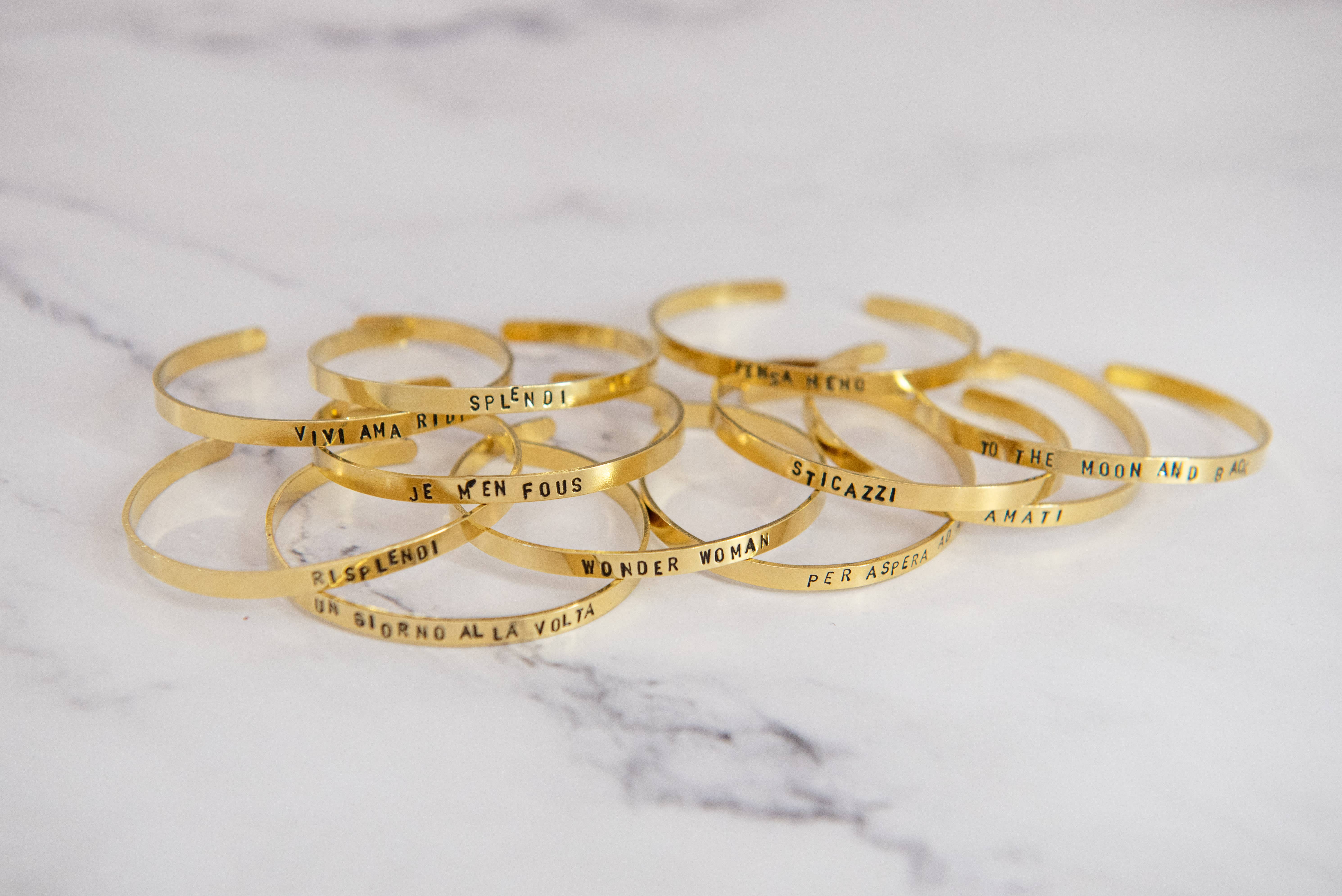 Loti jewels - Wholesale Cuff Bracelet - SUPER SLIM BRASS BRACELET WITH ENGRAVING15