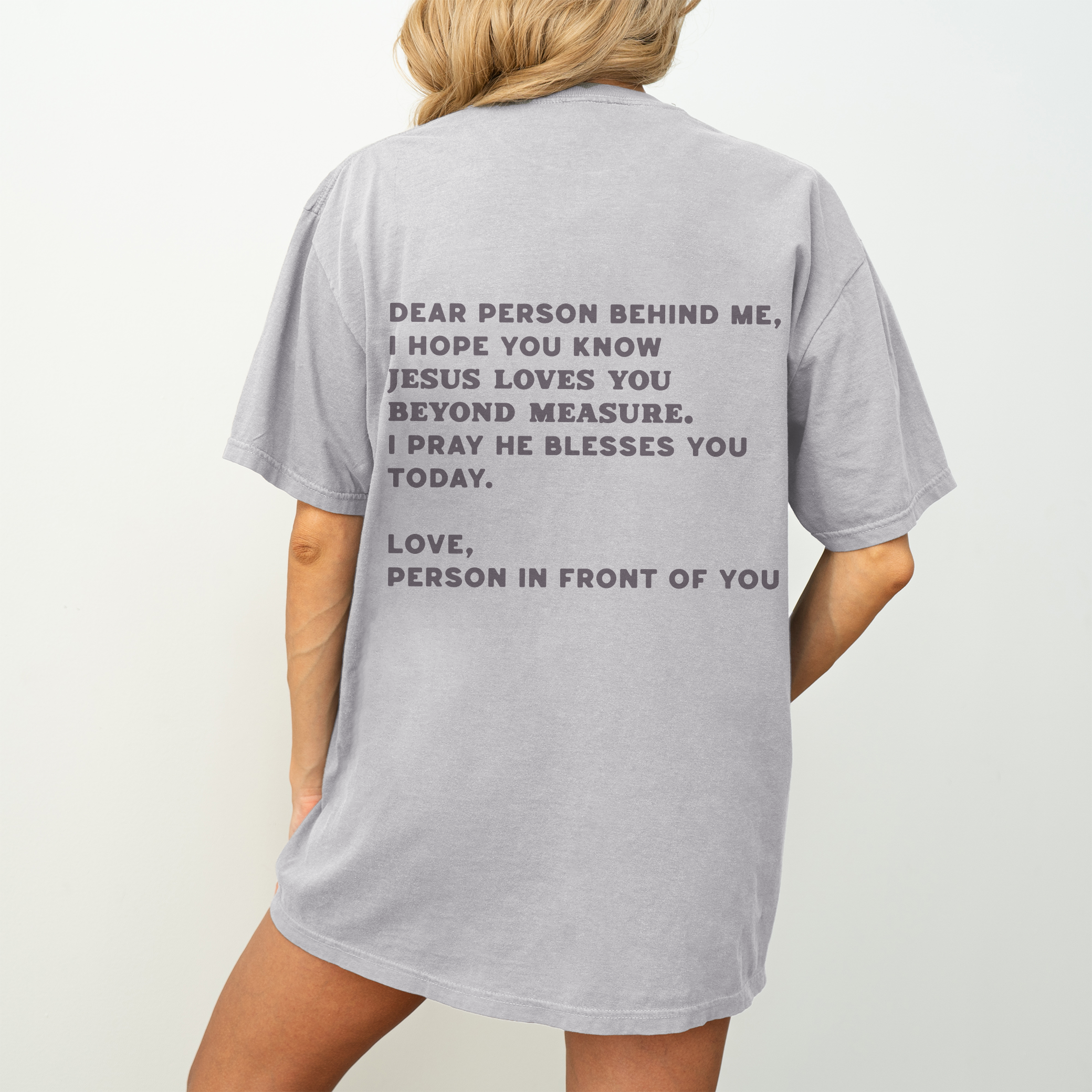 Stone Dear Person Behind Me Graphic Tee for wholesale on Faire0