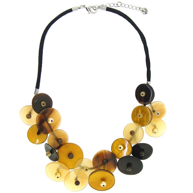 Collar artesanal de cuerno con resina y perla para venta al por mayor de Culture Mix