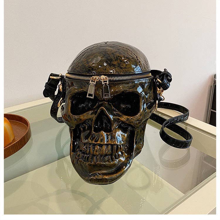 MB Fashion Wholesale - Wholesale Crossbody Bag - Women's - EVERY FASHION 3D Skull Crossbody Bag with Glossy Finish and Dual Zipper Closure19