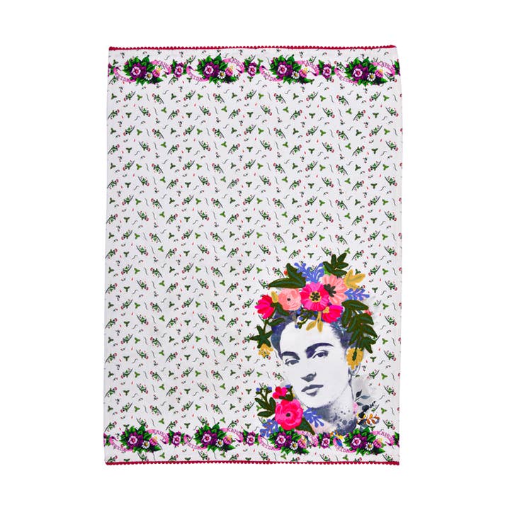 ABFRTT980_BKWH FRIDA TEA TOWEL IN BLANCO YNEGRO 19X27" for wholesale by Karma Living