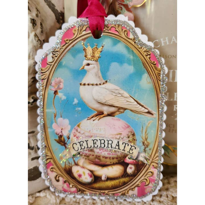 Little Heart Designs – wholesale Gift tag – Gift Tag Dove n Egg Celebrate