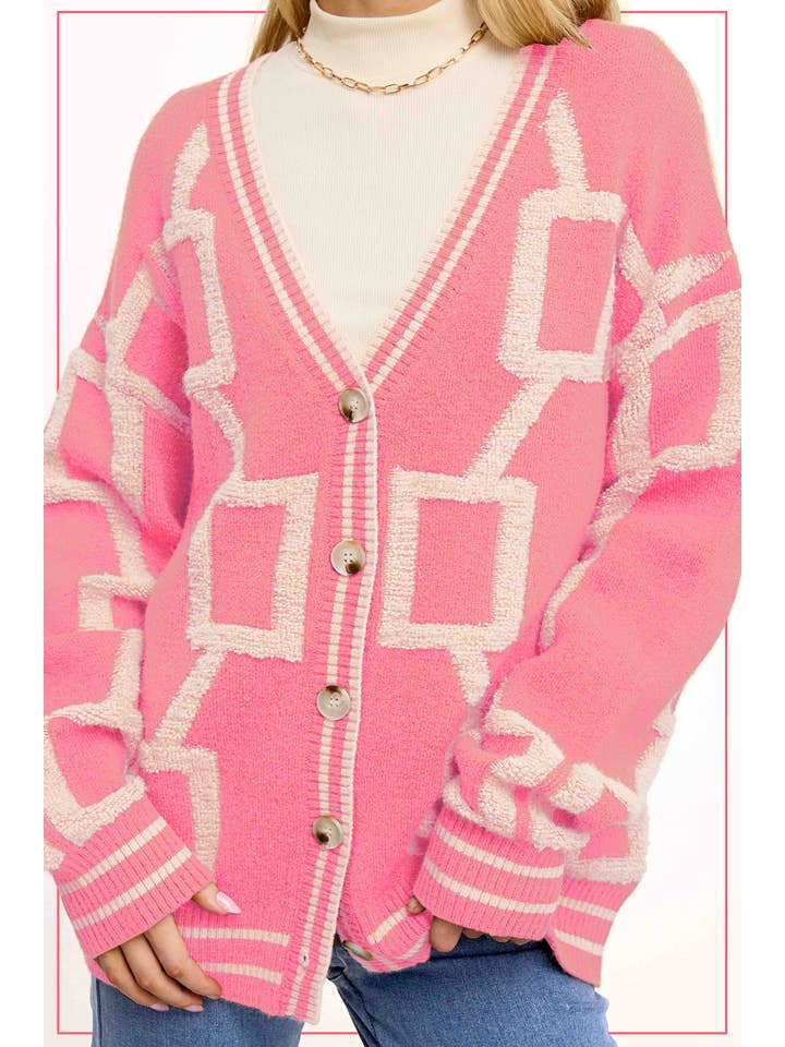 La Miel - Wholesale Cardigan - Women's - HCC2177-Loose Fit Drop Shoulder Cozy Knit Cardigan1