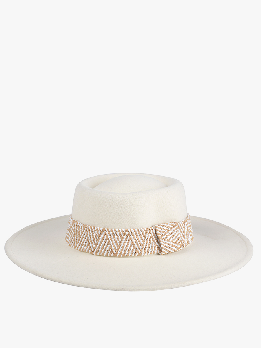 Jen & Co. – Engroshandel Bucket hat - Dame – HAT2189 Stevie Boho trim bredskygget fedora1
