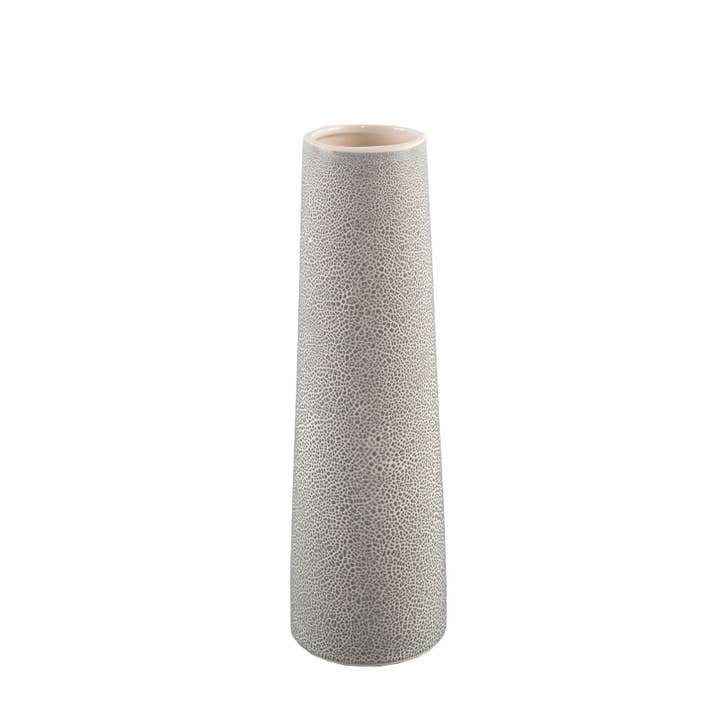 Vase Haut en Céramique Texturée de 13,5” – Décor Minimaliste Moderne pour la vente par Flora Bunda Inc