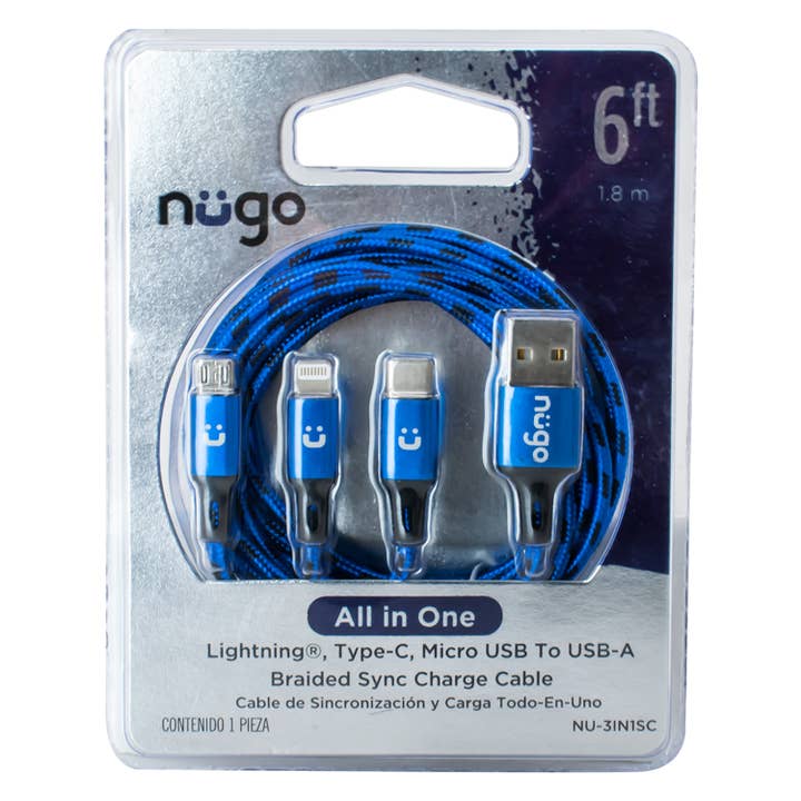 iTech361 - Wholesale Charging Cable - ALL IN ONE, IPHONE, MICRO USB, TYPE-C CHARGE CABLE 6.5ft/2M