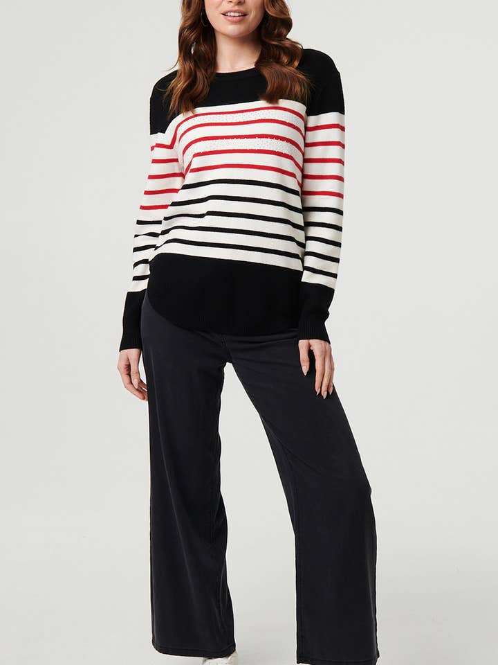 Gestreepte Diamante Trui met Lange Mouwen voor wholesale door Stellalondon
