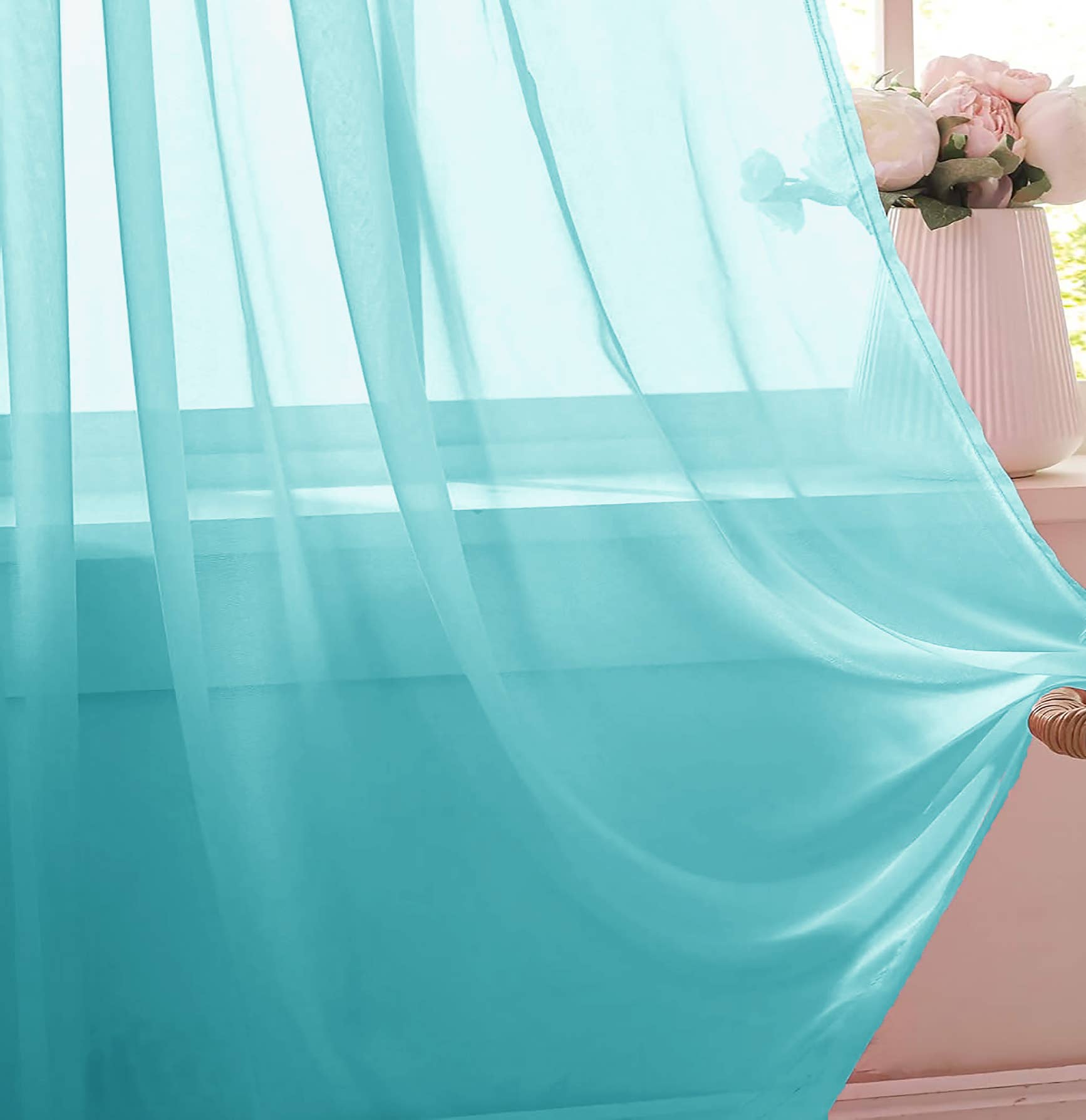 home mart goods - Wholesale Curtain - 84" Long, 2 Panels - Sheer Window Rod Pocket Curtain Set26