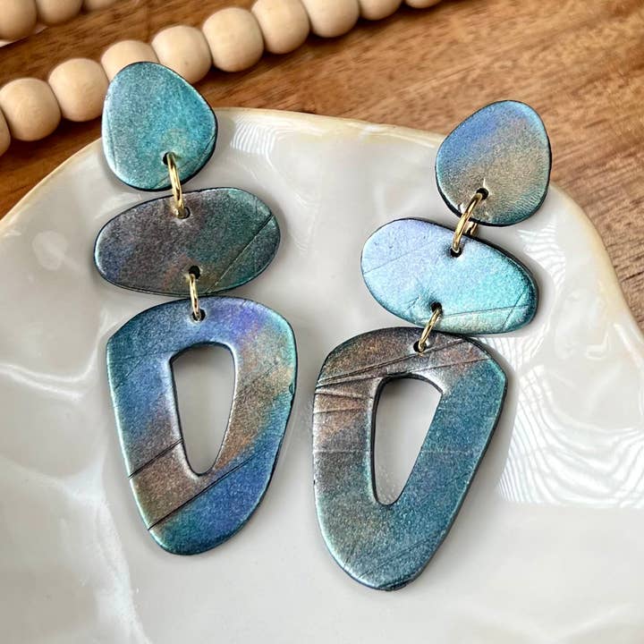 Mica Painted Polymer Clay Earrings for wholesale by Adriana Maria Designs