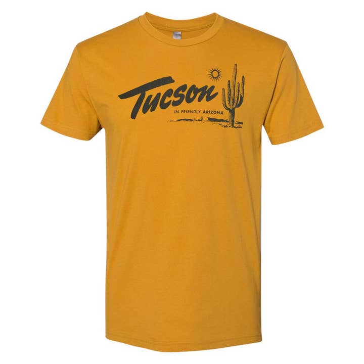 Tanline Printing - Wholesale Screen Printed T-Shirt - Unisex - "Tucson Friendly" Unisex Shirt (Gold)