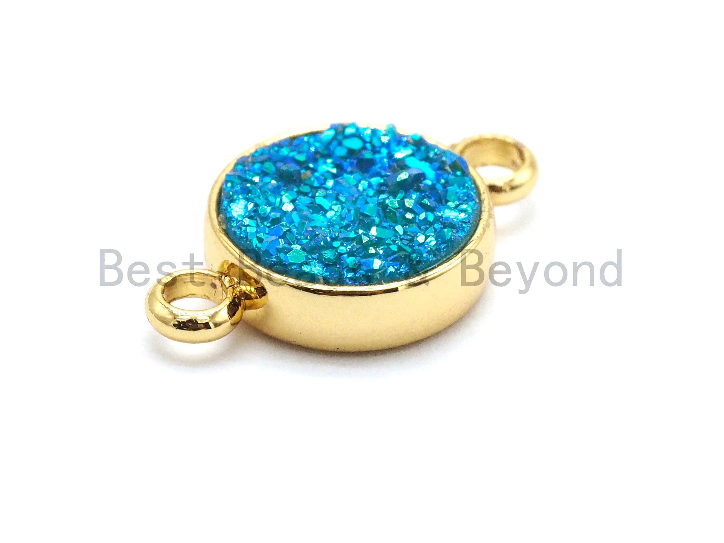 BestBeads&Beyond - Venta al por mayor Abalorios/colgantes individuales - Conector redondo drusa mística oro/plata3