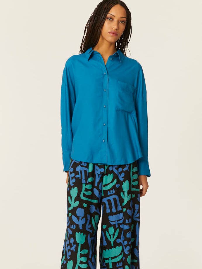CAMISA OVERSIZE ECOVERO AZUL for wholesale by Pepaloves