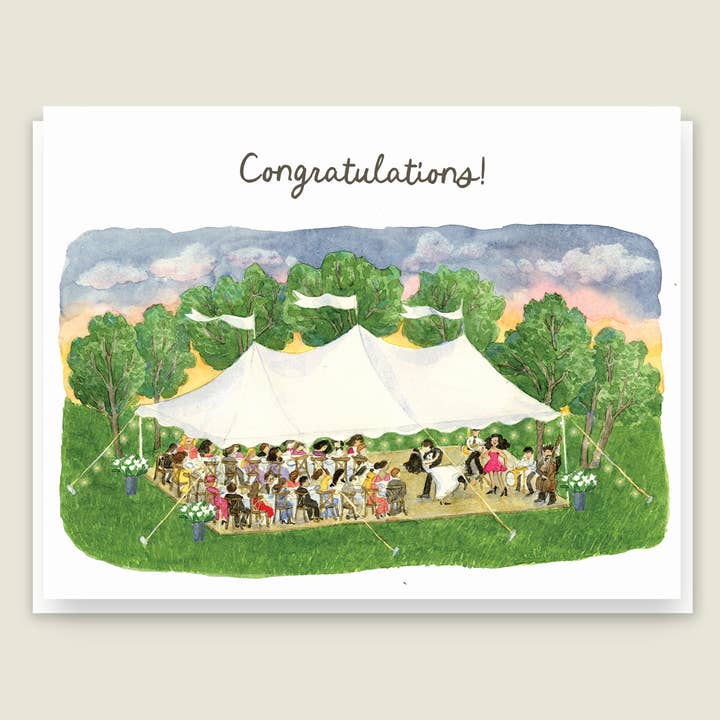 Wedding Tent Congratulations Card for wholesale by Elsabelle Paper Co.