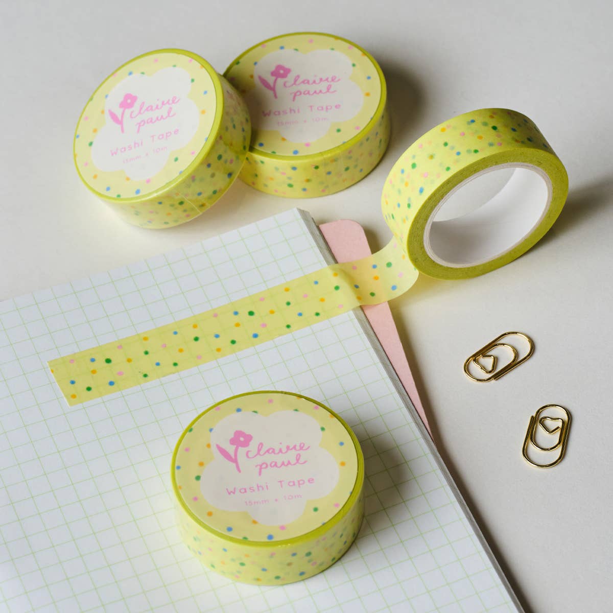 Claire Paul – wholesale Washi tape – Yellow Polka Dots Washi Tape2