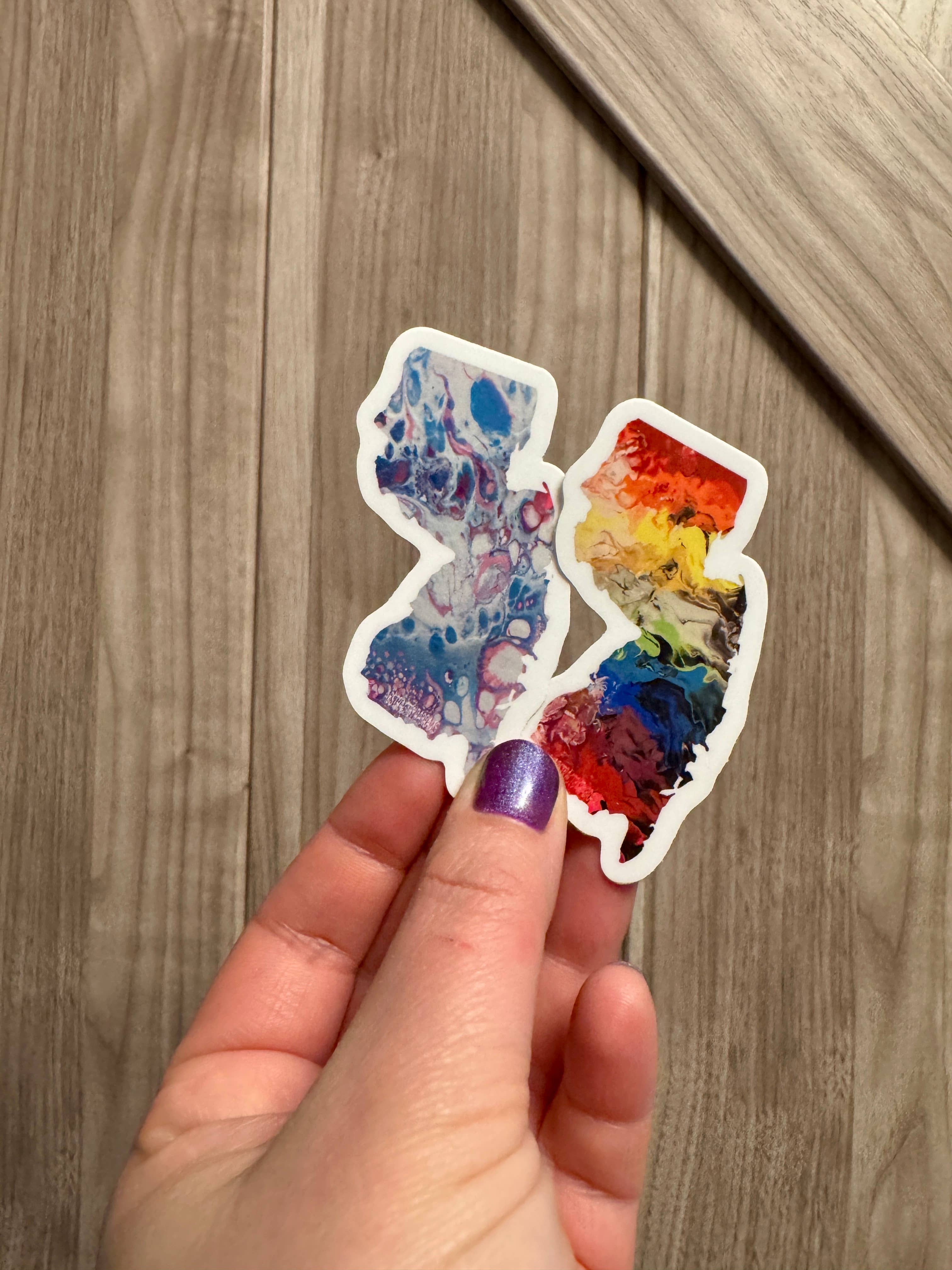 AbstractbyRabrams - Wholesale Sticker - Trans Pride New Jersey Sticker - Progress Pride New Jersey2