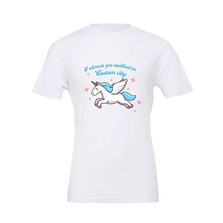 I Almost Got Stabbed In CUSTOM CITY - T-Shirt for wholesale by Calm Down Caren