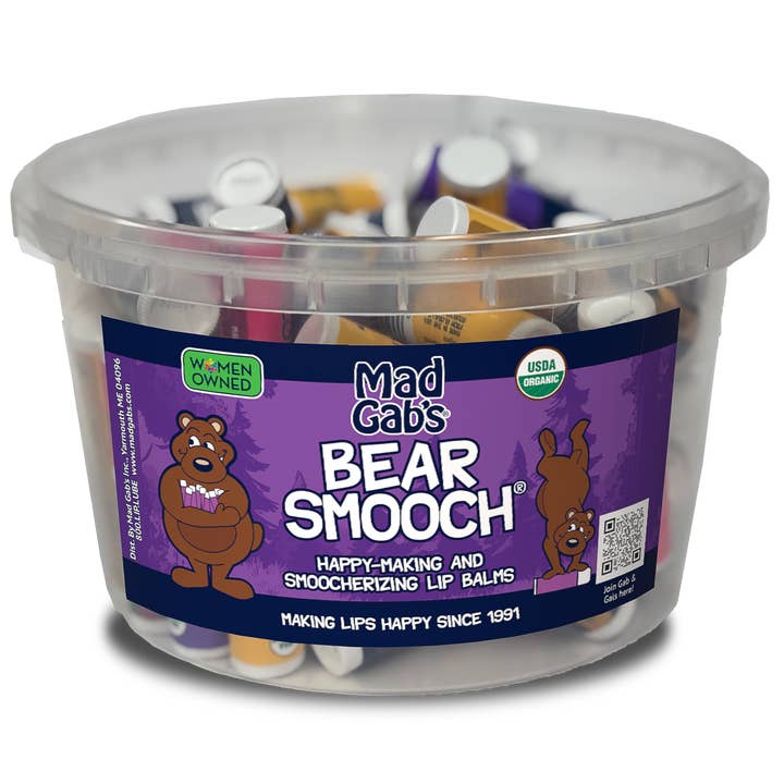 48pc Assorted Organic Bear Smooch Lip Balm Bin for wholesale by Mad Gab's