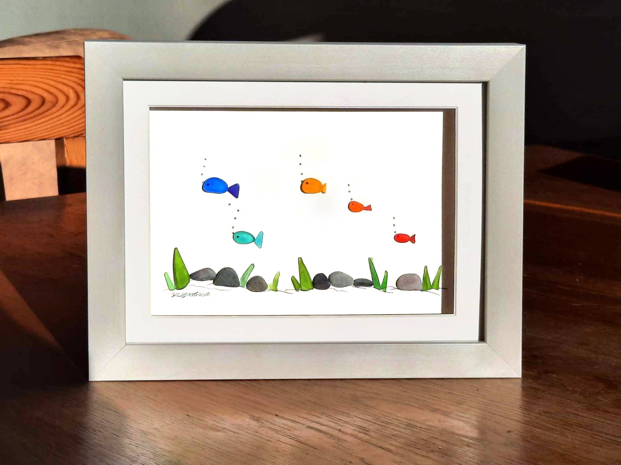 UrchinArtworks – Arte de parede dimensional/3D por atacado – Arco-íris Peixe Mar Vidro de Mar Imagem de Parede Arte Decoração1