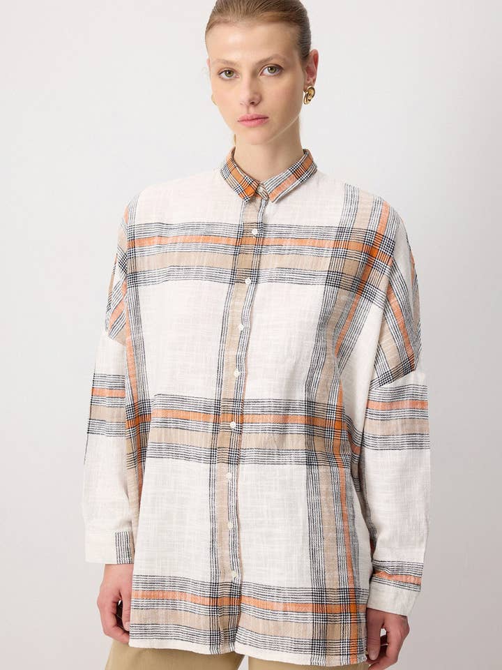 BLØD OVERSIZE PLAID BOMULDSSKJORTE for engroshandel hos Touché Privé
