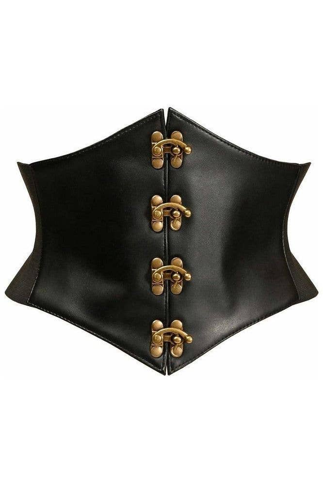Daisy Corsets - Vente Corset – femme - Serre-ceinture corset en similicuir noir somptueux avec fermoirs0