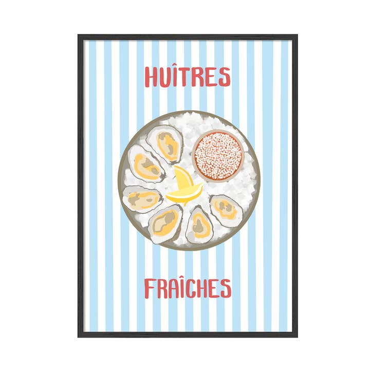 Fresh Oysters Seafood Illustration | Huitres Food Art for wholesale by Places & Spaces Art Co.