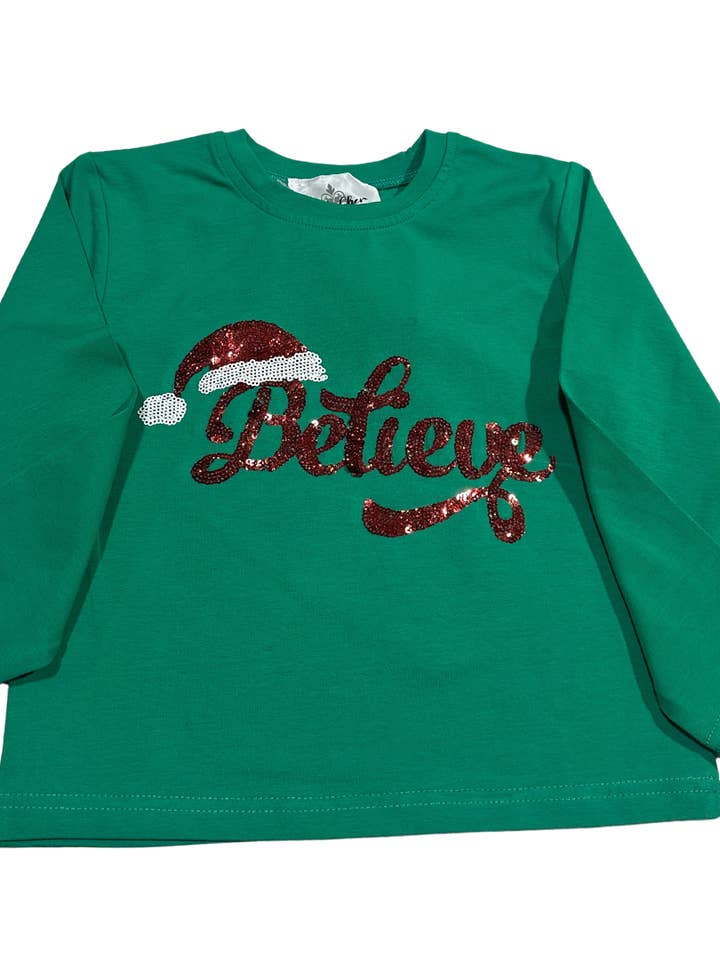 Believe Long Sleeve Sequin Adult Shirt for wholesale by Belle Cher