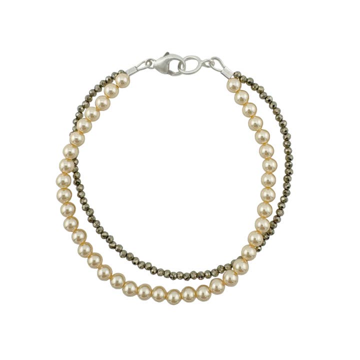 pyrite & pearls bracelet for wholesale by Philippa Roberts