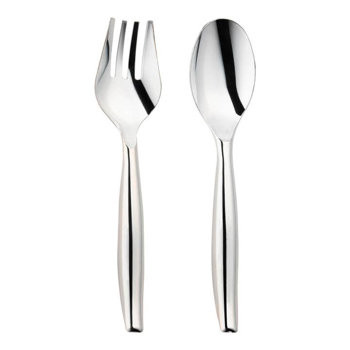Silver Disposable Plastic Serving Flatware Set - 5 Pairs for wholesale by Smarty had a Party